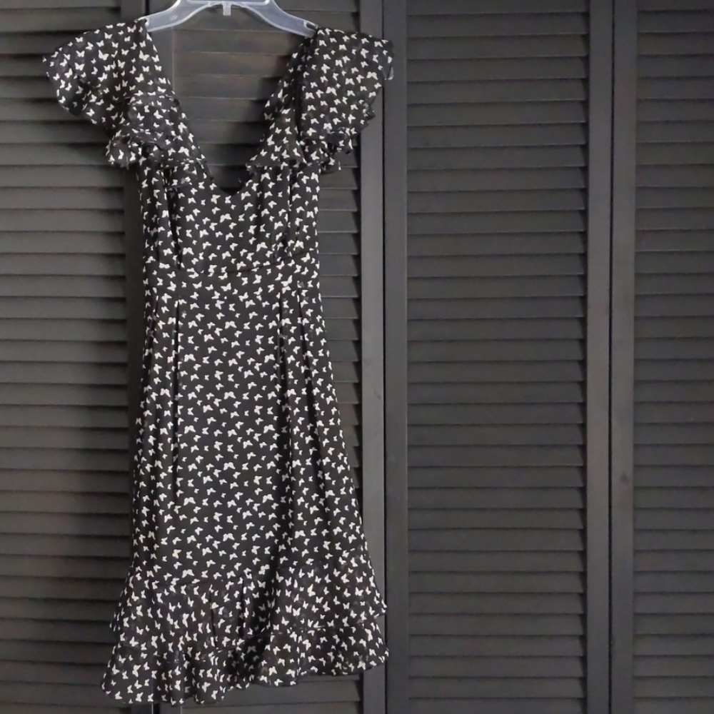 Black and white butterfly print dress